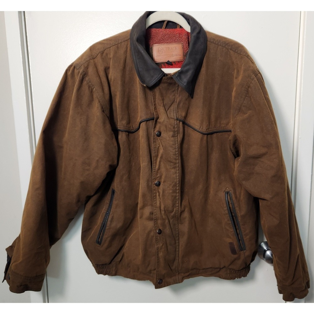 Outback Trading Company Oil Skin Men's XL Trailblazer Jacket Aztec Fleece Lined